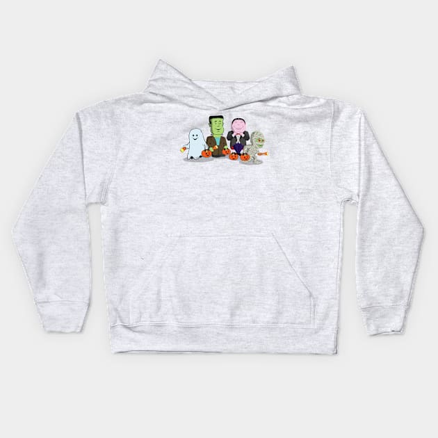 Cute Kid's - The Boo Crew - Cartoon Monsters Kids Hoodie by Vector Deluxe